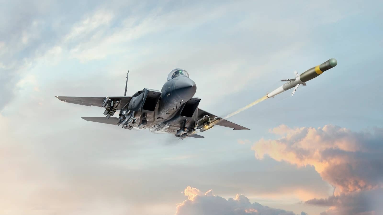F-15E uçağından APKWS güdümlü roket atışı (görselleştirme)